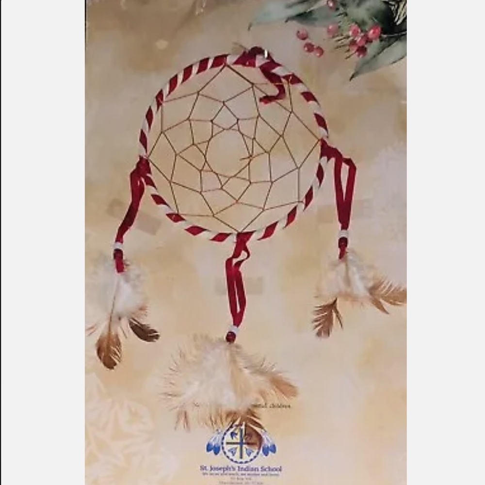 NEW! Lakota Sioux Hanging Dream Catcher Authentic St. Joseph's Indian School Red